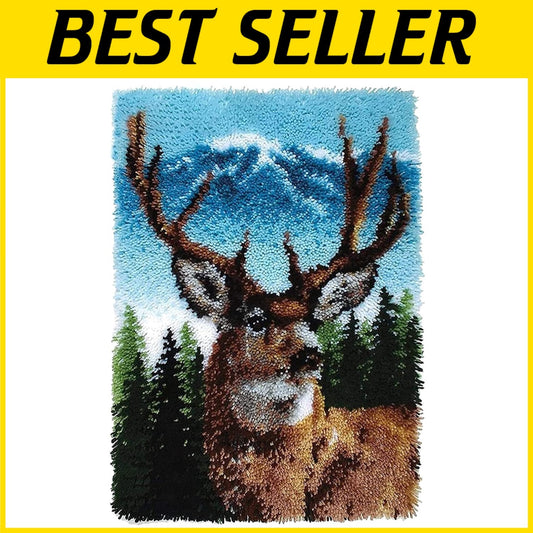 Easy to Use Latch Hook Rug Kit - 3D Deer Pattern for Beginners and Hobbyists