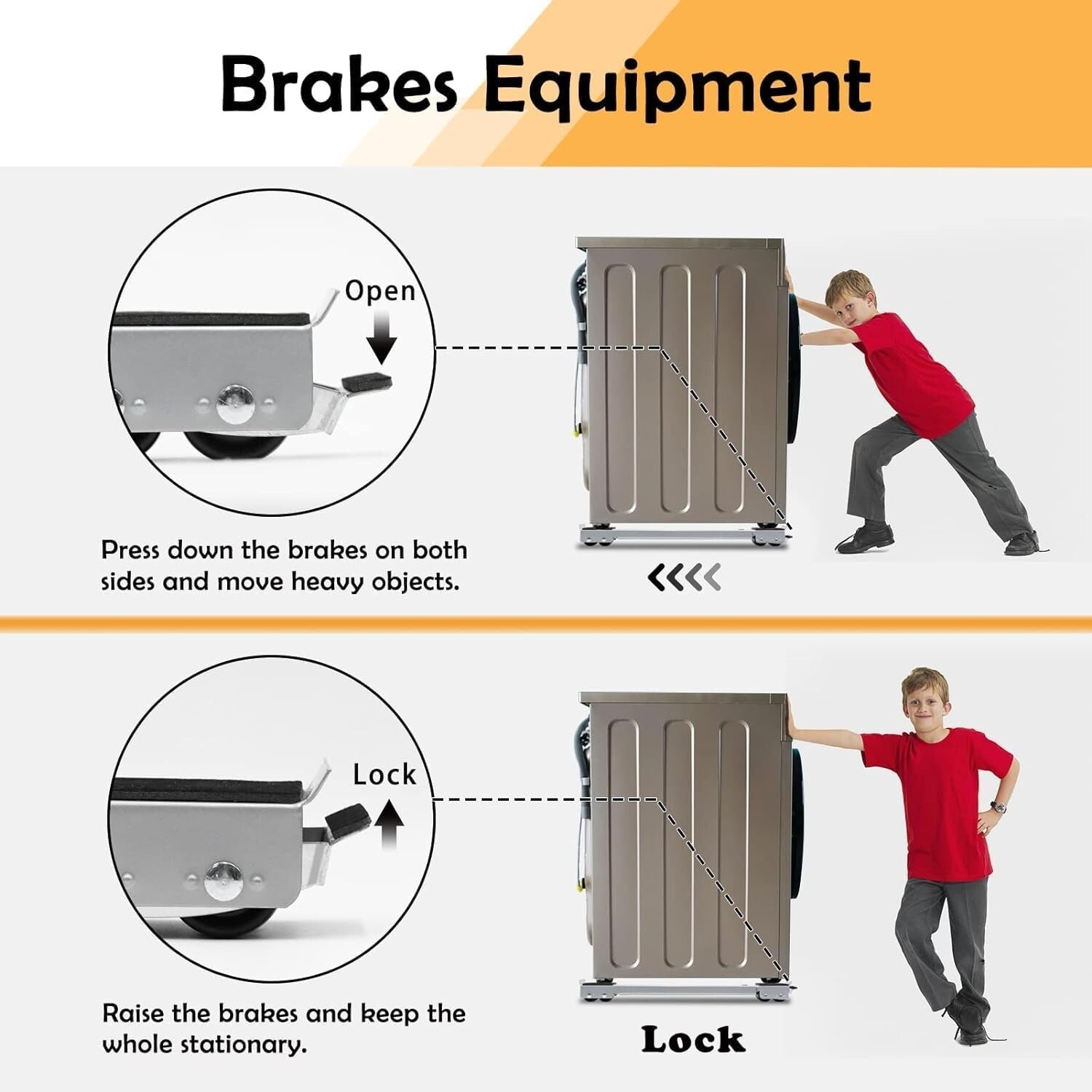 Durable 6 Pcs Appliance Rollers with Brake - Effortless Moving for Up to 660 lbs