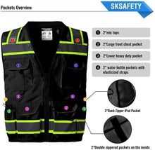Load image into Gallery viewer, 12 Pocket High Visibility Safety Vest - Class 2 ANSI Compliant for Professionals