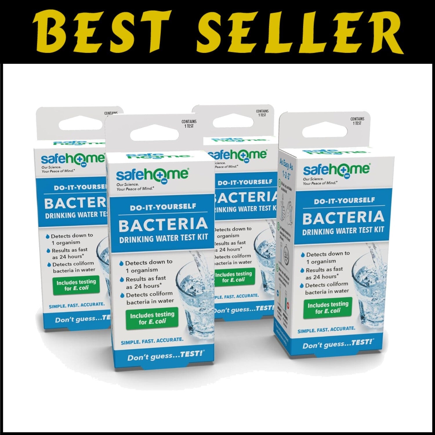4 Pack Bacteria Test Kit - Easy Home Testing for Clean Water - Eco-Friendly