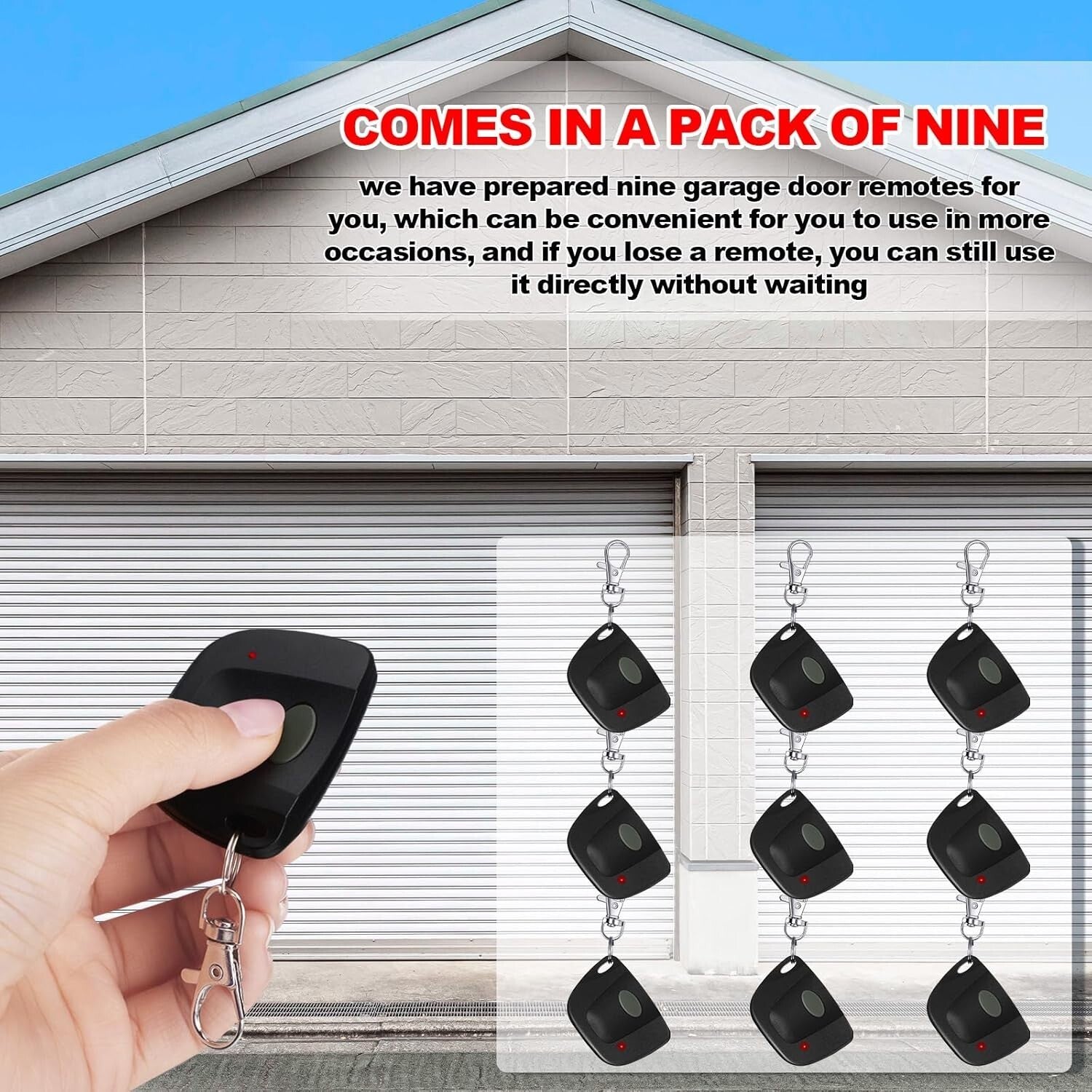 9-Pack Garage Door Remote Compatible with Linear Multicode 300MHz - Ergonomic