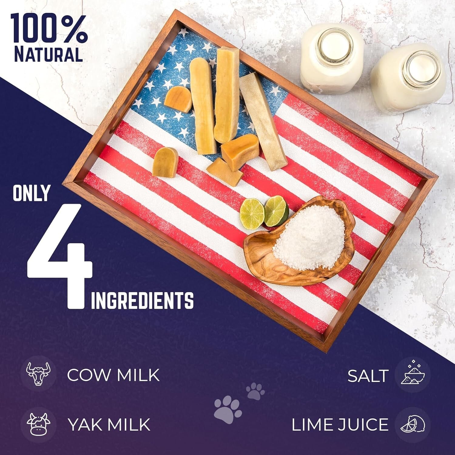 Premium Lactose-Free Yak Cheese Dog Treats - 8 Large Chews for Dental Care