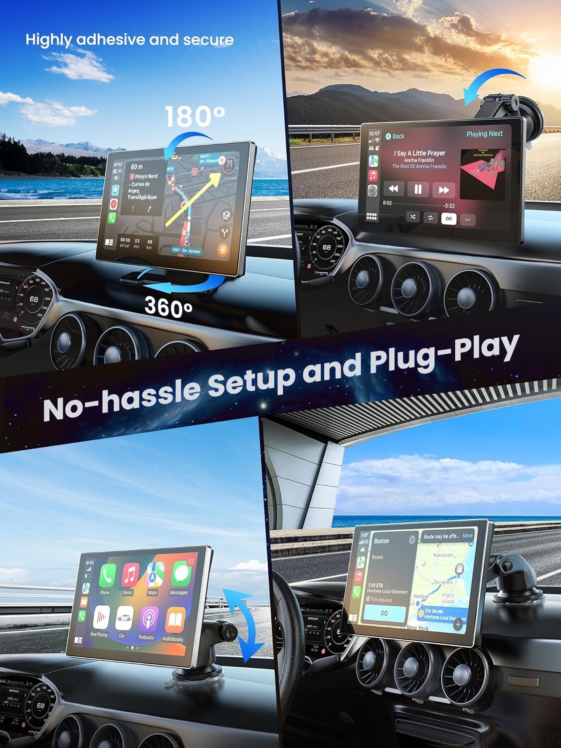 9-Inch Touchscreen Carplay Screen & Dash Cam - Seamless Smartphone Integration