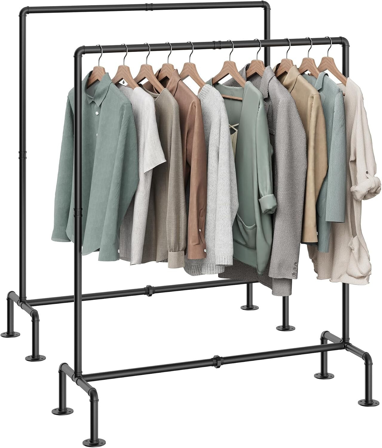 Detachable Industrial Clothing Rack with Stable Feet - Double the Storage Style