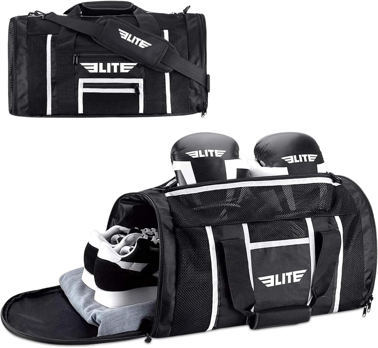 Durable Unisex Athletic Duffel Bag with Dedicated Shoe Compartment – Black