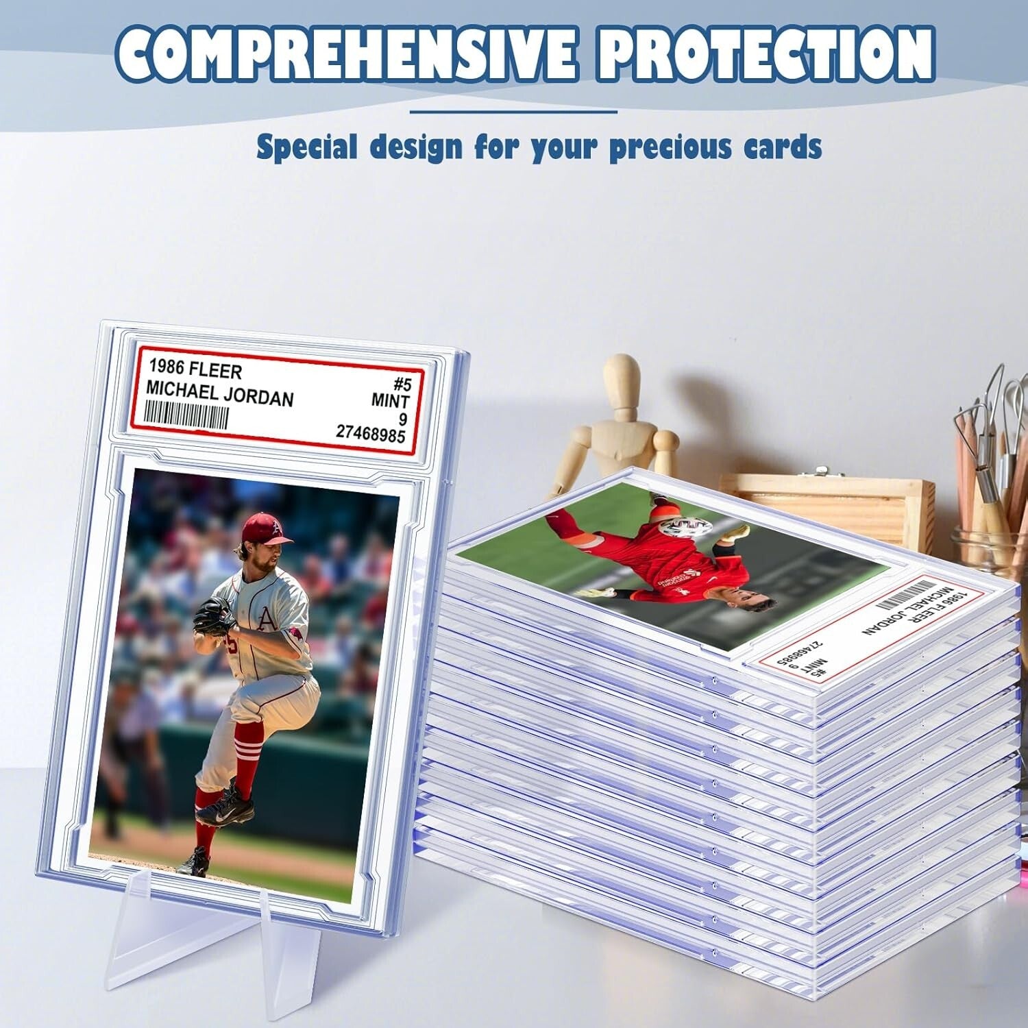 100 Pcs Modern Acrylic Trading Card Cases with Labels - Secure Storage Solution