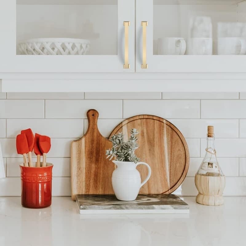 Elegant 5-Inch Brushed Brass Cabinet Pulls - 10 Pack for Stylish Home Upgrades