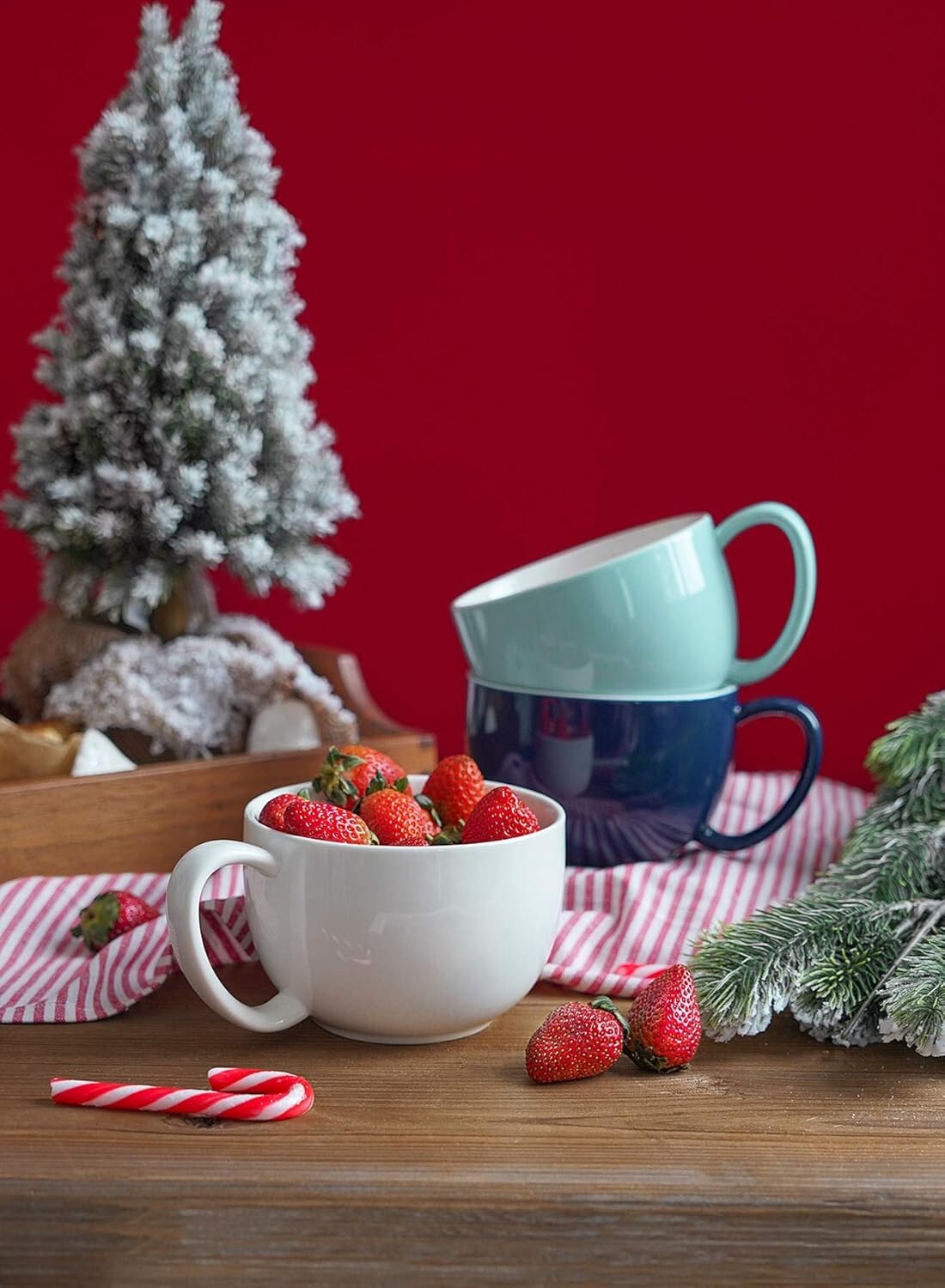 Comfort Grip 22oz Porcelain Mugs Set of 4 - Ideal for Soup, Hot Chocolate & More