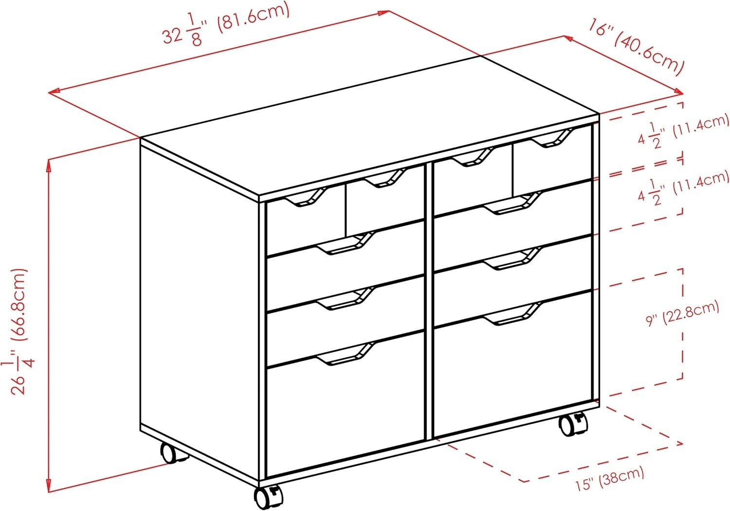 Halifax Mobile Storage Cabinet - 2 Doors, Easy-Glide Drawers, Modern Design