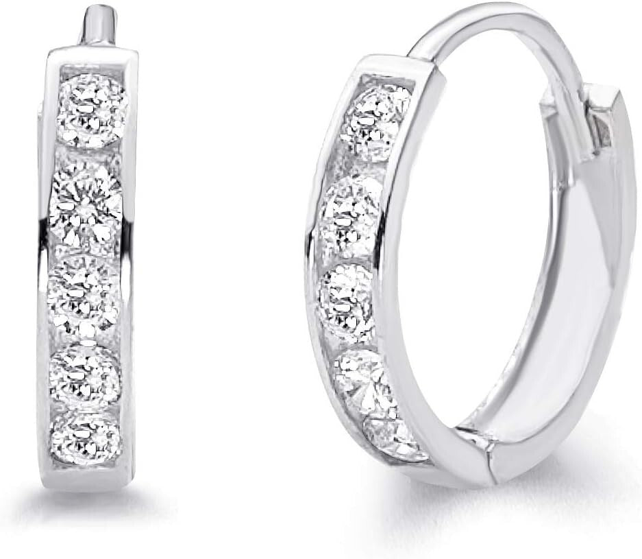 Elegant 14k White Gold Huggie Earrings - 2mm Thickness, 3 Sizes Available