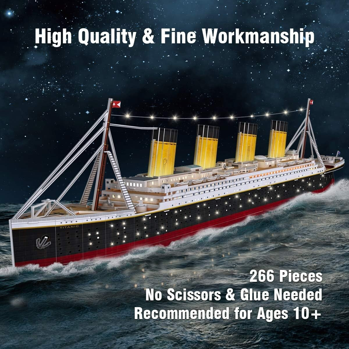Titanic 3D Puzzle with LEDs - Experience a 35-Inch Masterpiece for Home Decor