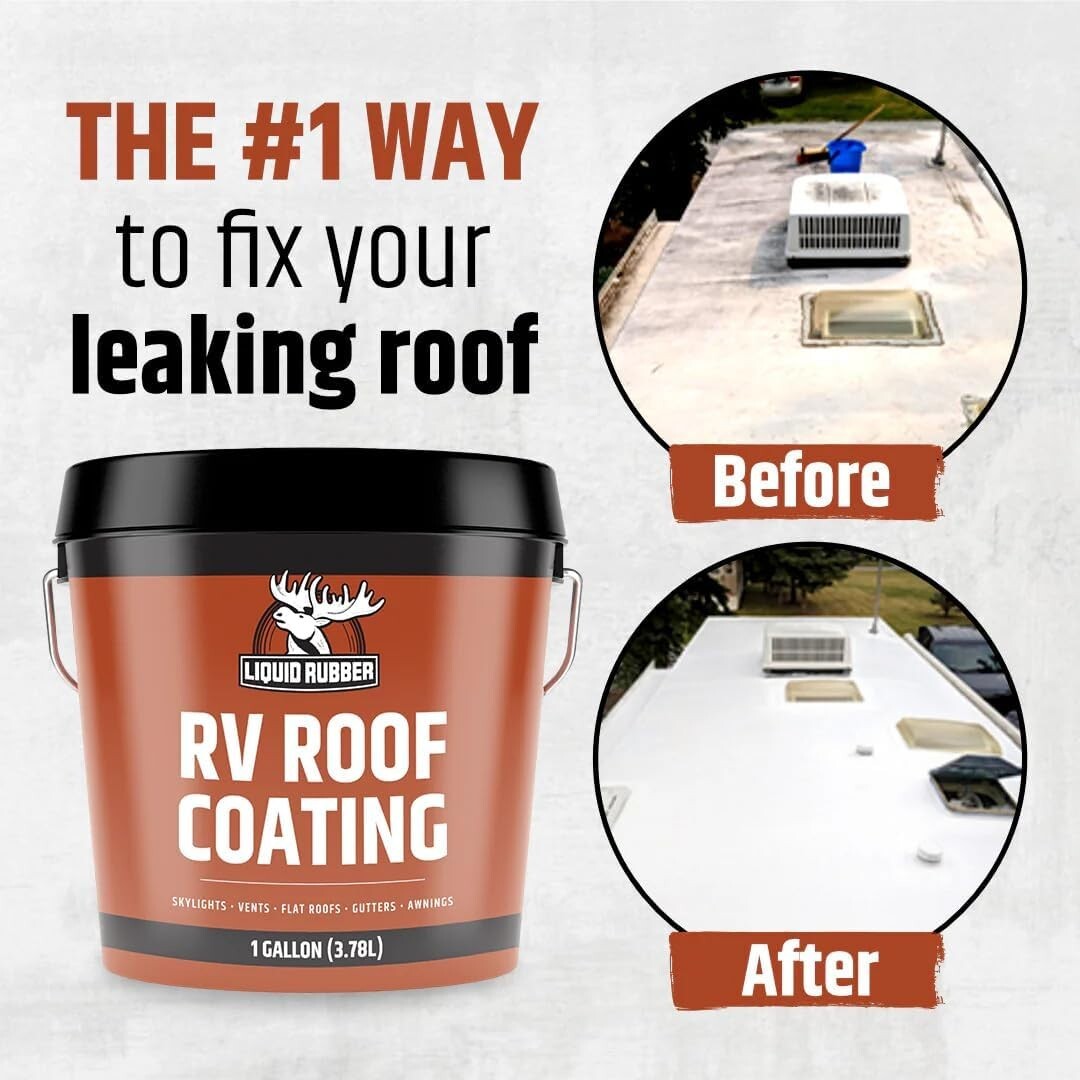 Flexible Waterproof RV Roof Sealant - 5 Gallon Brilliant White Coating for RVs