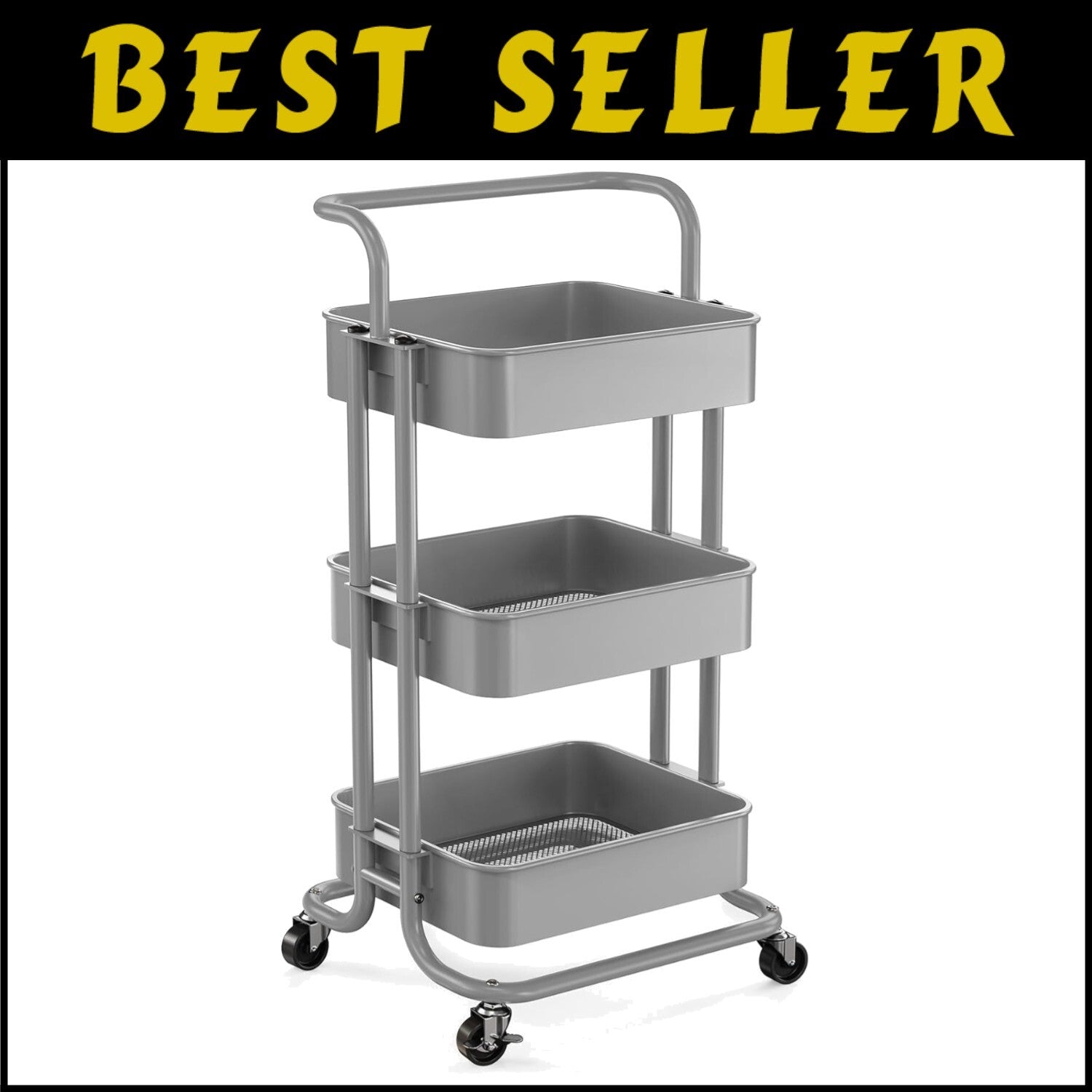 Multifunctional 3-Tier Utility Cart with Lockable Wheels - Perfect for Any Space