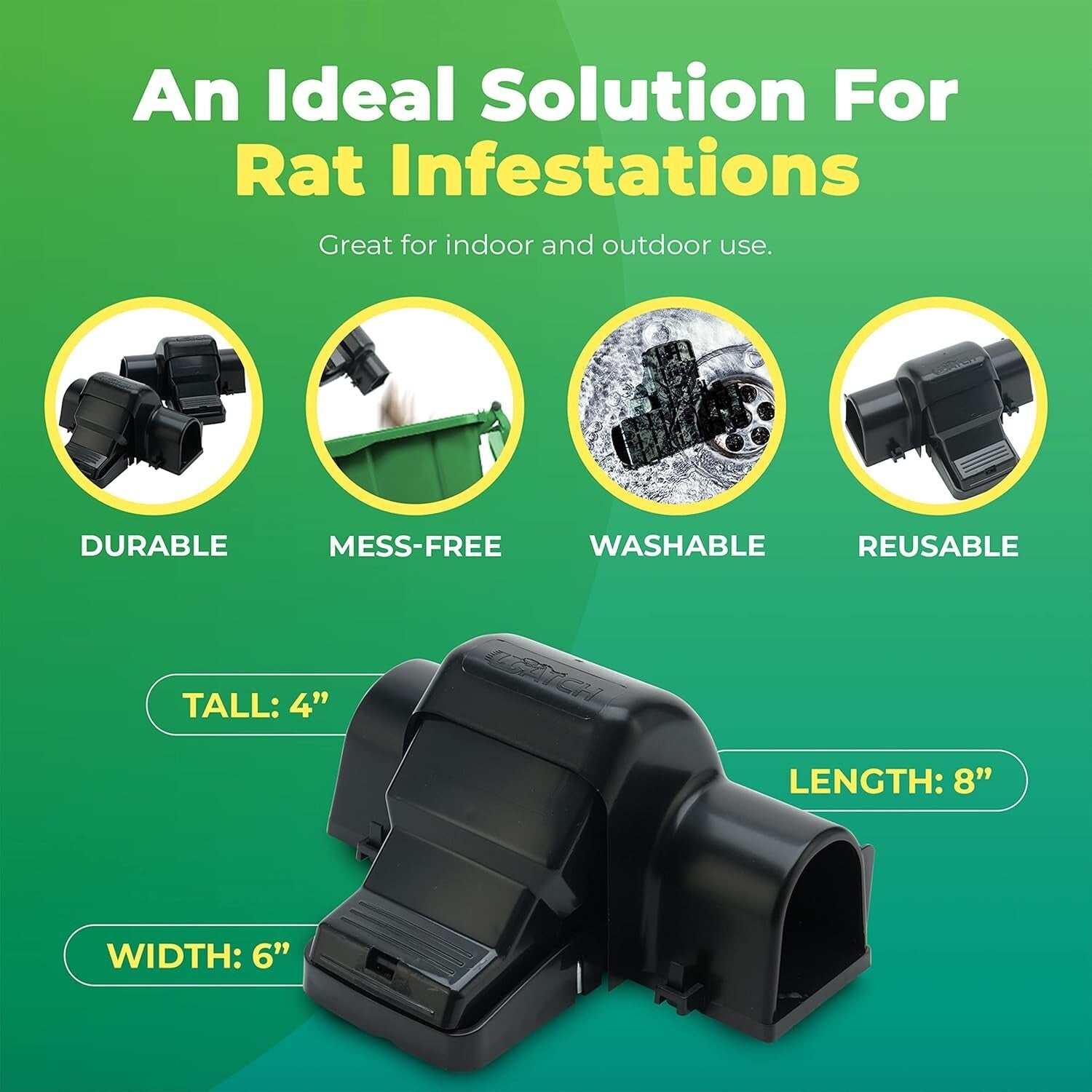 Effective 4 Count Rat Traps - Hands-Free, Safe Rodent Control for Home & Garden