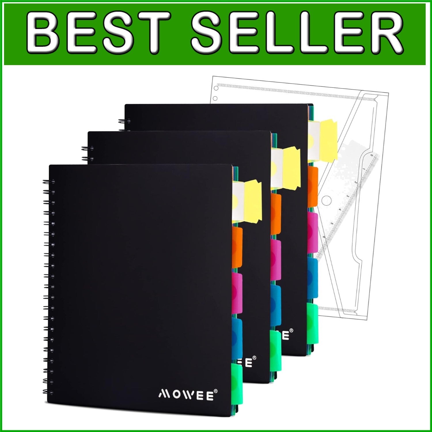 5 Subject College Ruled Notebook Set - Durable Vinyl with Pocket Dividers