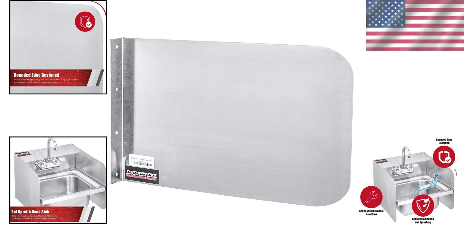 Versatile Wall-Mount 26" x 12" Stainless Steel Sink Splash Guard for Kitchens