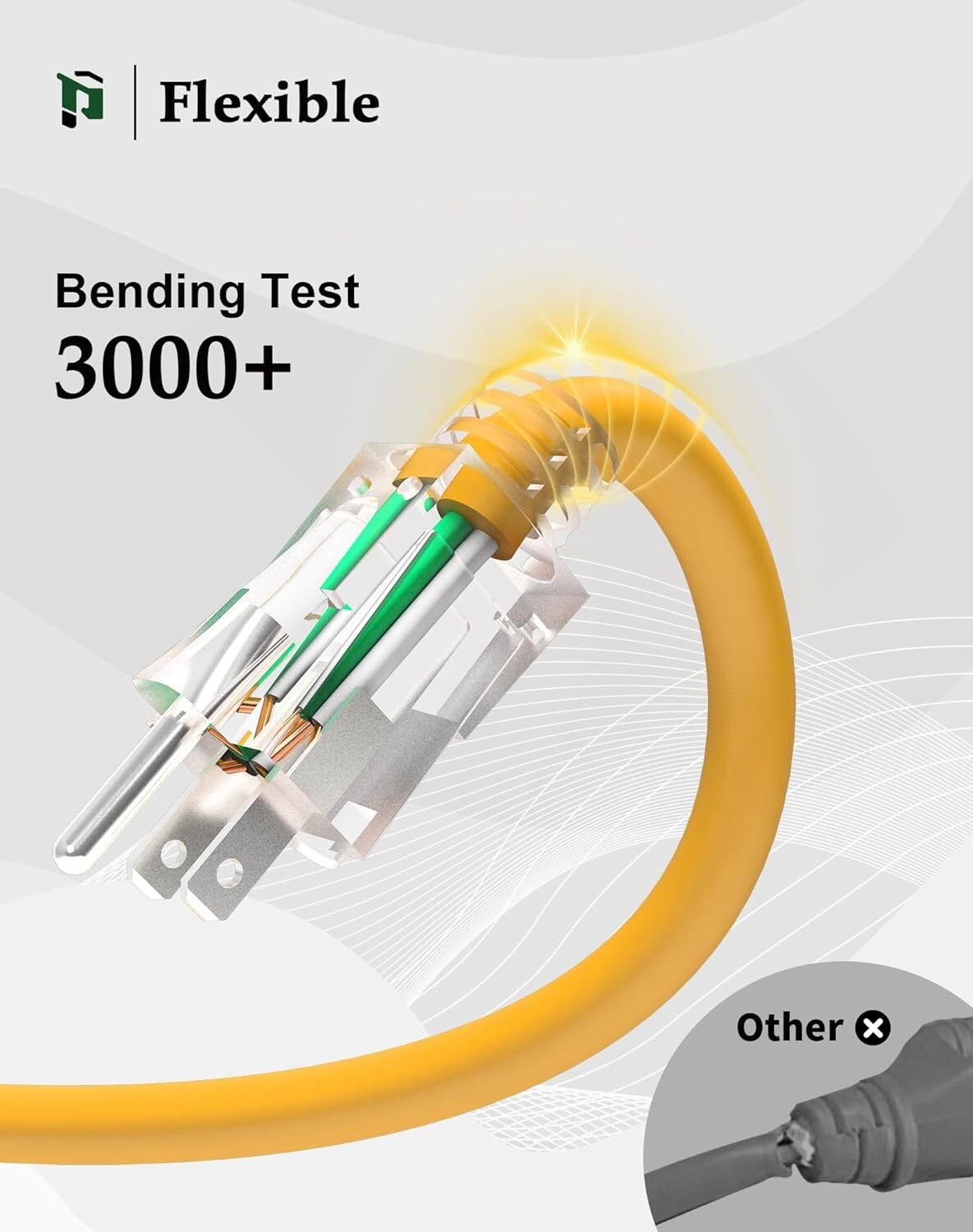 Durable Waterproof 25ft Extension Cord with 3 Outlets and Reliable Indicator