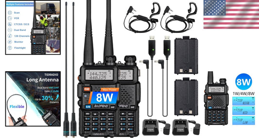 Beginner-Friendly UV-5R Ham Radio 2 Pack - USB Charging and Flashlight Included