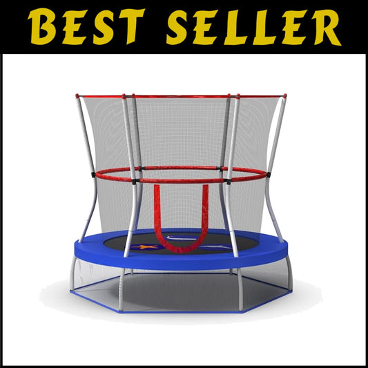60-Inch Mini Trampoline with Safety Net for Toddlers - Sea Adventure Theme