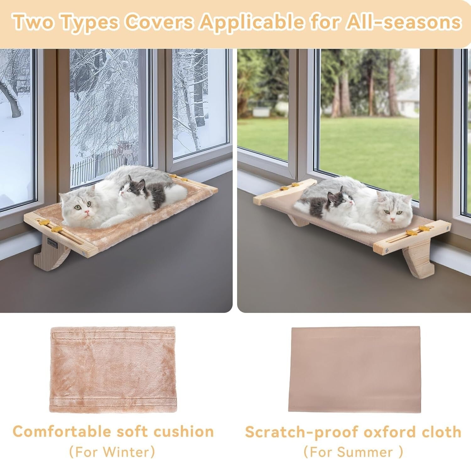 Space-Saving Cat Window Perch with Easy Assembly and Scratch-Resistant Pads