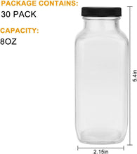 Load image into Gallery viewer, Vintage 8 oz Glass Bottles with Airtight Lids, Set of 30 - Perfect for Smoothies