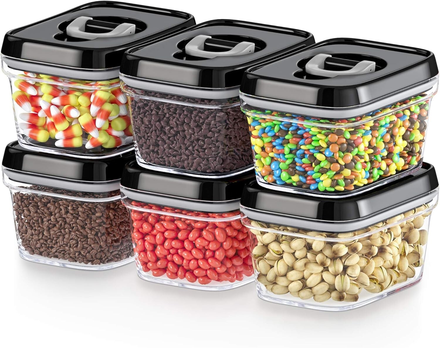 Elegant 6-Piece Airtight Storage Box Set - Clear Plastic for Pantry Organization