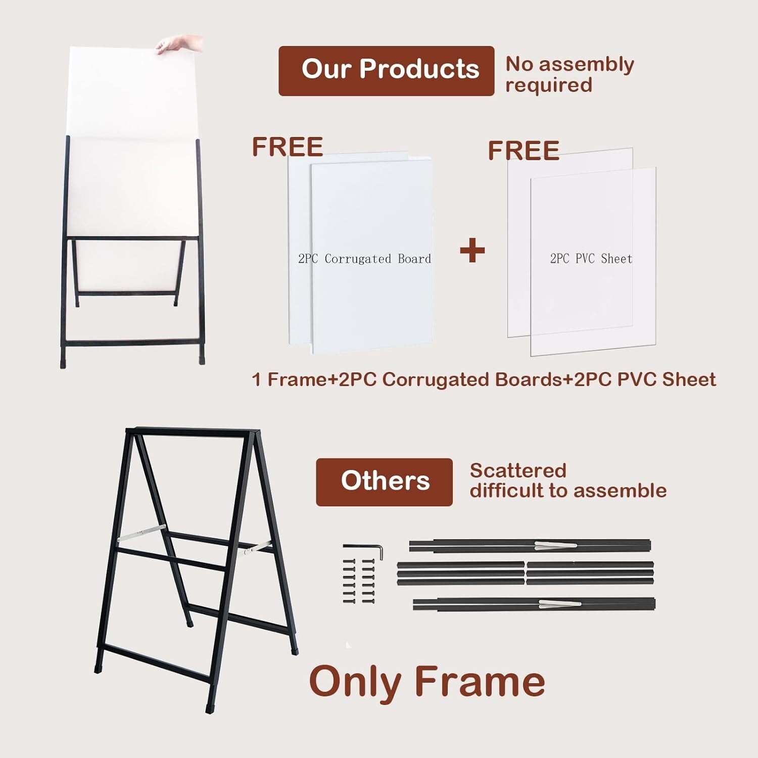 Durable Black A Frame Sandwich Board with Anti-Glare Covers for Outdoor Business