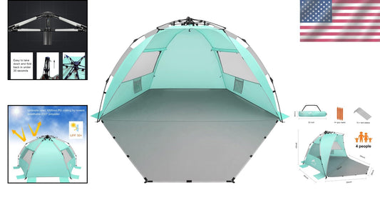 Portable XL Beach Tent with Carrying Bag - Waterproof Sun Shelter for Family Fun