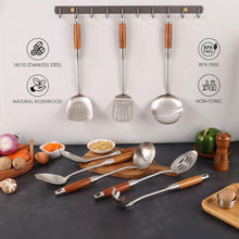 Load image into Gallery viewer, Gifting Delight: Premium 8-Piece Stainless Steel &amp; Wood Utensils Kitchen Set
