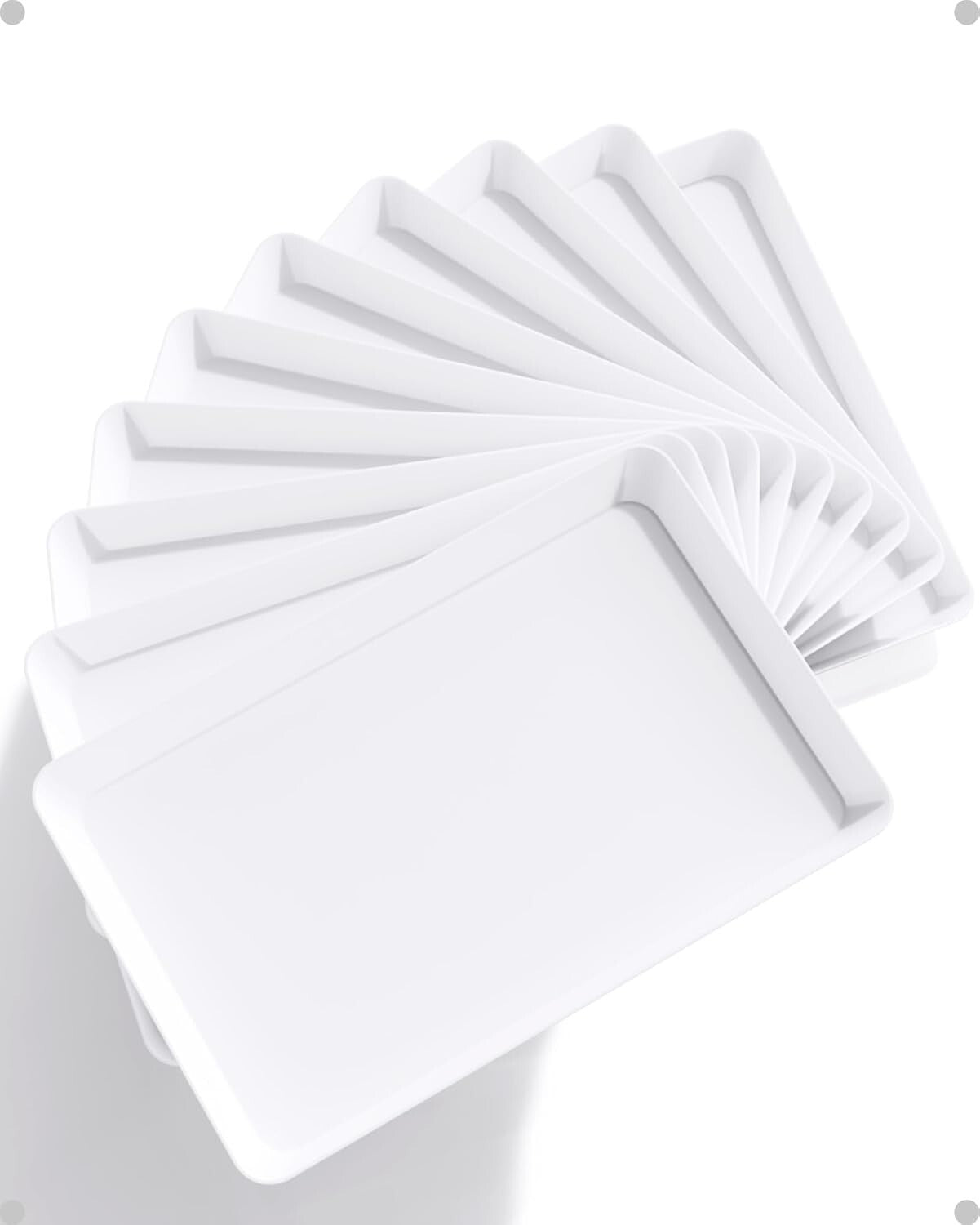 Versatile Plastic Serving Trays, Lightweight 10-Pack for Effortless Clean Up