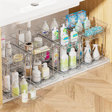Load image into Gallery viewer, Versatile Clear Storage Solution - 4 Pack 2-Tier Sliding Organizers for Home Use