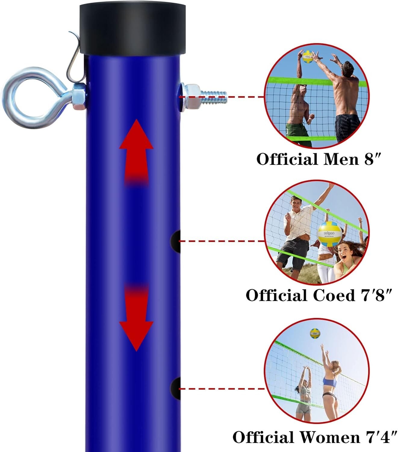 Durable Outdoor Volleyball Net with Adjustable Poles & Carry Bag - Blue Green