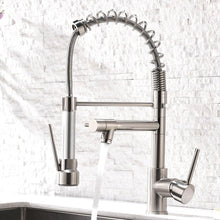 Load image into Gallery viewer, Modern Brushed Nickel Kitchen Sink Faucet with Pull-Down Sprayer &amp; Swivel Spout