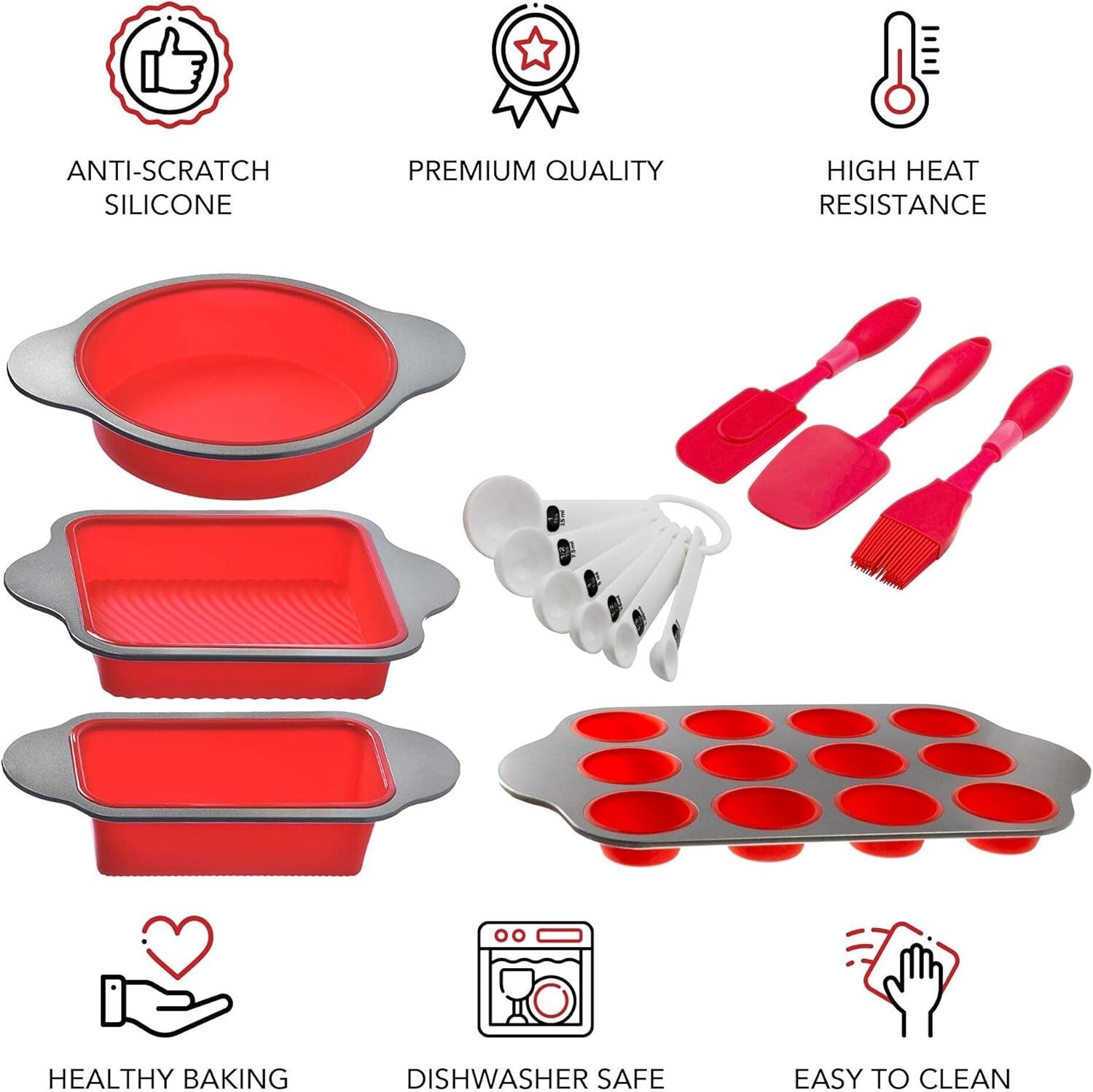 13-Piece Non-Stick Silicone Bakeware Set - Oven, Freezer, and Dishwasher Safe