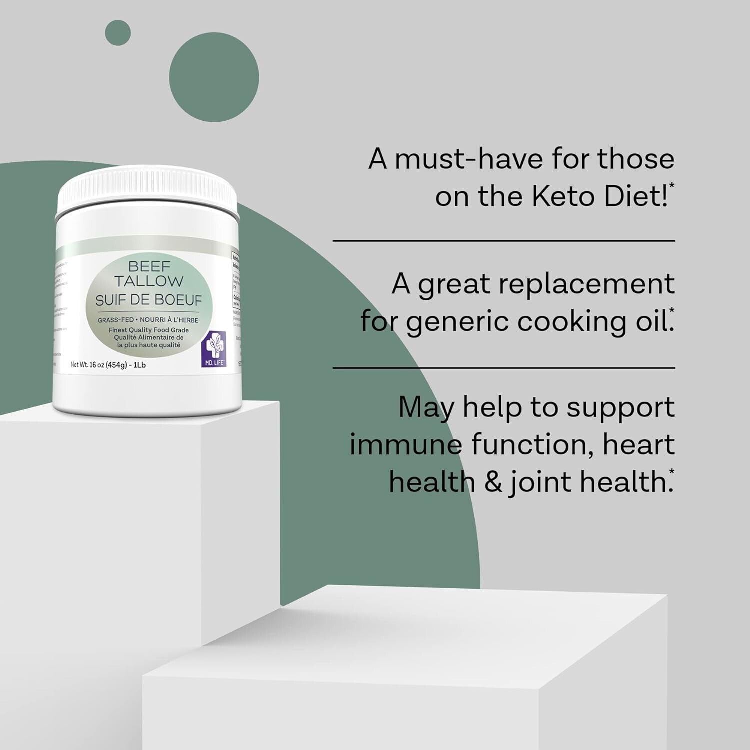 Keto-Friendly 4-Pack Beef Tallow - Nutrient-Rich Cooking Fat for Healthier Meals