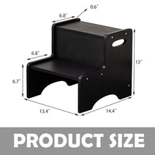 Load image into Gallery viewer, Natural Finish 2-Step Wooden Stool for Kids - Ideal for Bathrooms &amp; Kitchens