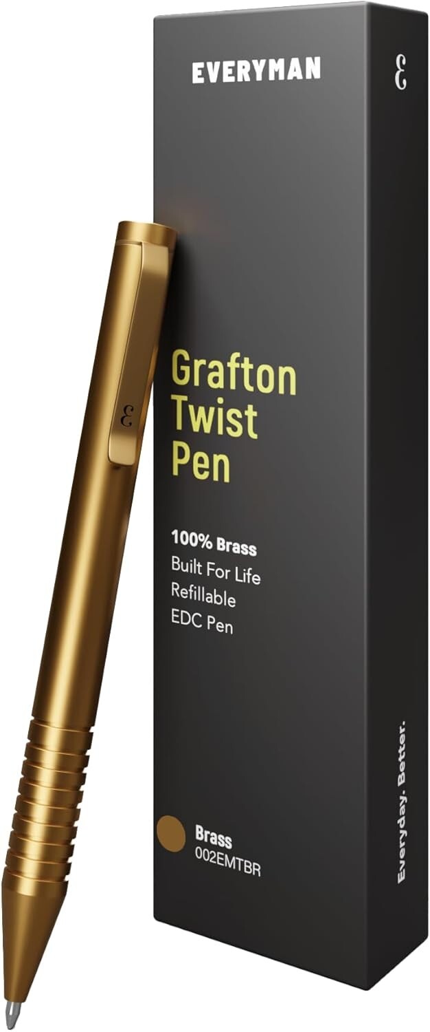 Compact Brass EDC Twist Pen with Refillable Cartridge - Sophisticated Design