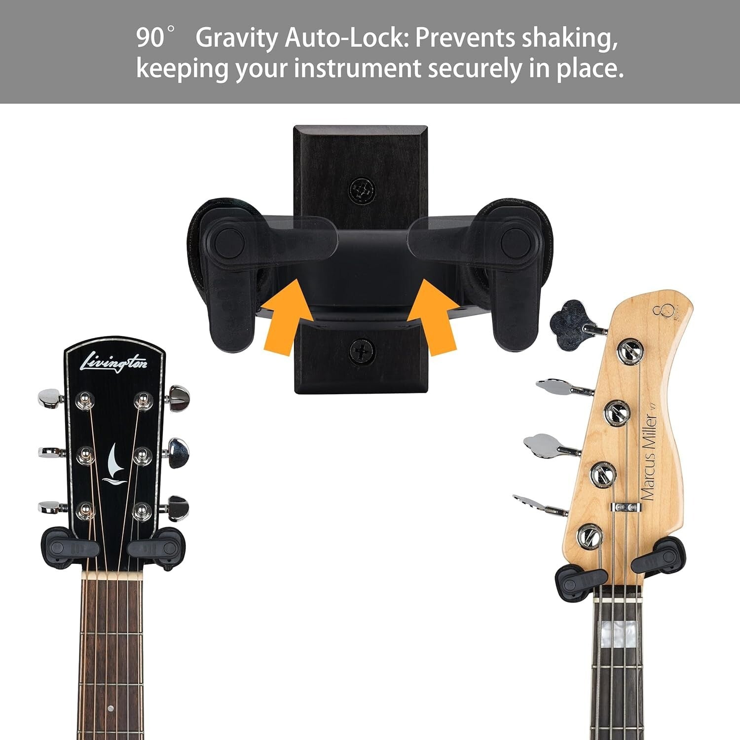 Elegant Guitar Wall Mount with Auto Lock for Acoustic & Electric Instruments