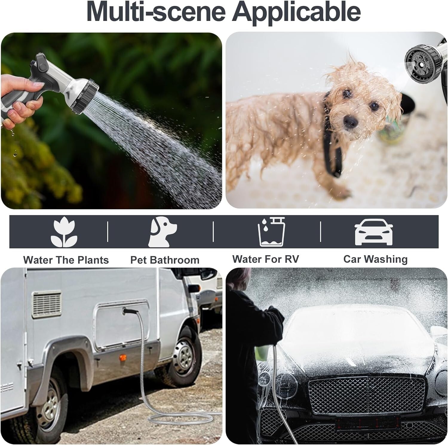 200ft Durable Stainless Steel Garden Hose – Flexible, Non-Kinking & Leak-Proof