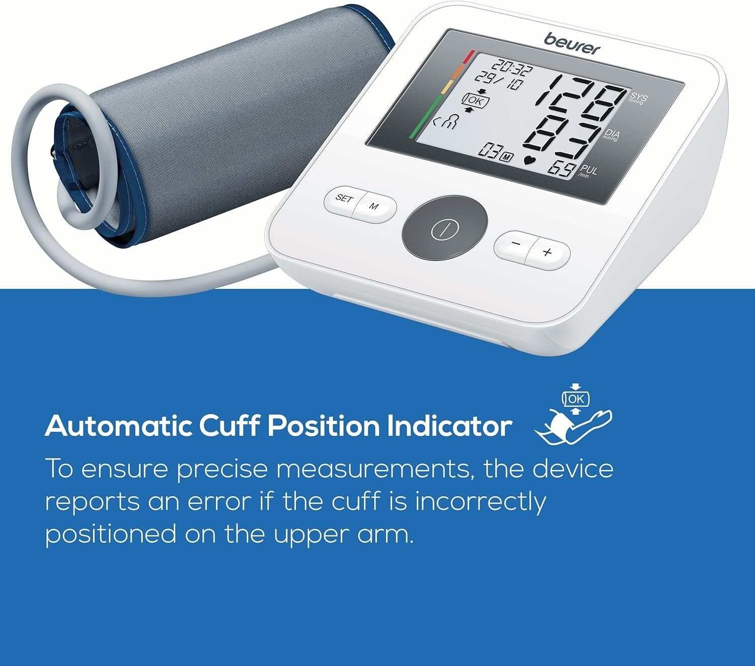 BM27 Automatic Blood Pressure Monitor with Adjustable Cuff & 120 Memory Sets