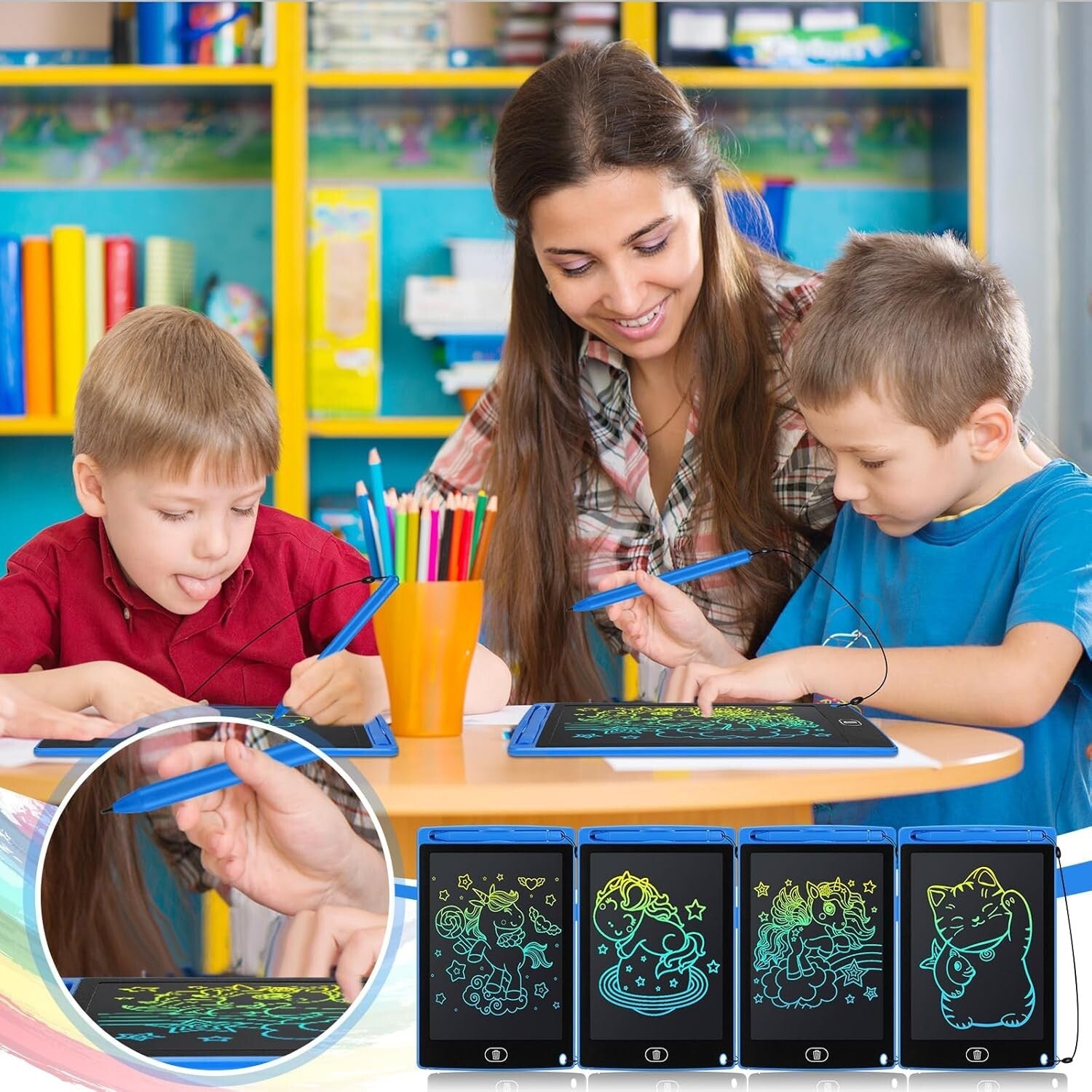 Educational 20 Pack LCD Writing Boards - 8.5-Inch Portable Doodle Pads for Kids