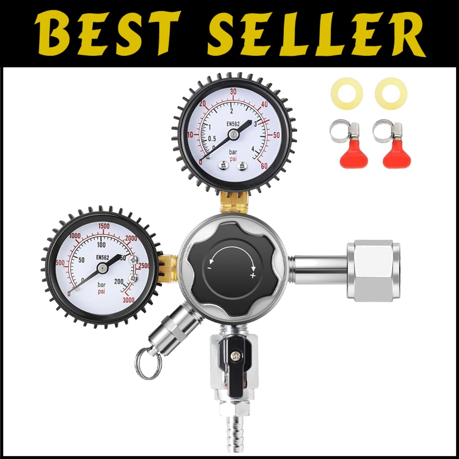 CGA-320 Standard CO2 Keg Regulator with Ergonomic Controls and Leak-proof Design