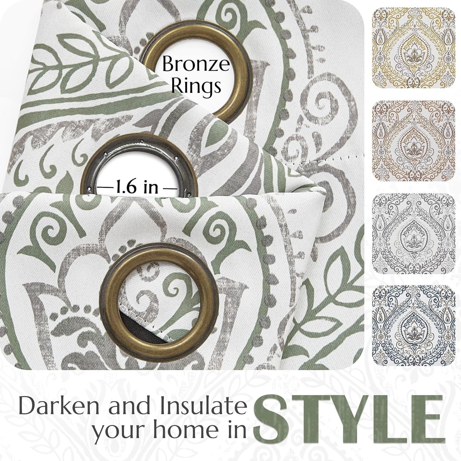 Elegant Sage Green Blackout Drapes 96" Long - Grommet Thermal Insulated Panels