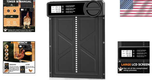 Large Automatic Poultry Door with Timer & User-Friendly LCD - Ideal for Any Coop