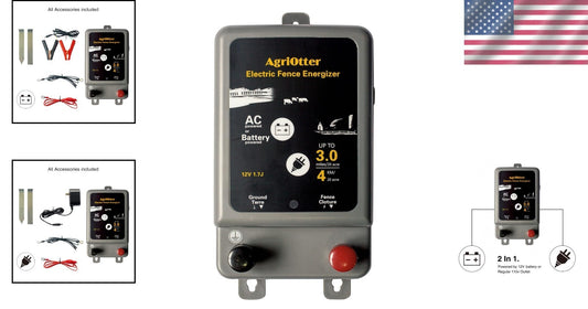 Versatile Electric Fence Energizer - 8000V, Includes Complete Accessory Kit