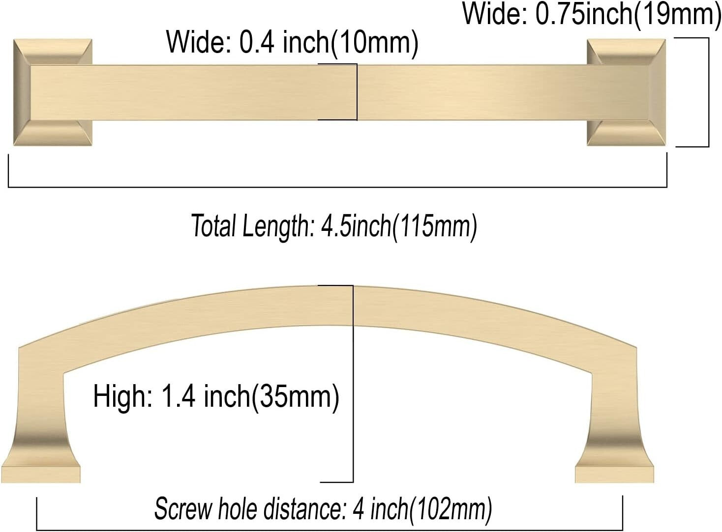 10-Pack Brushed Brass Kitchen Cabinet Handles - Easy Install & Elegant Finish