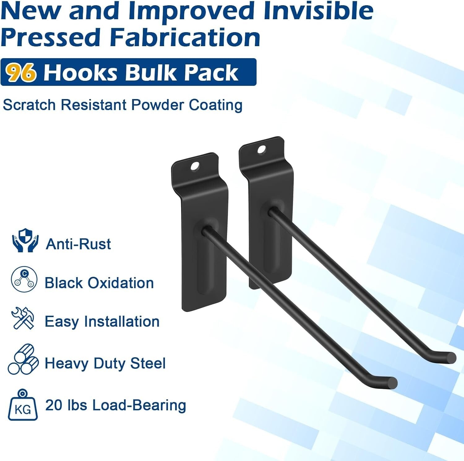 6-Inch Matte Black Slatwall Hooks - 96 Heavy Duty Hooks for Durable Organization