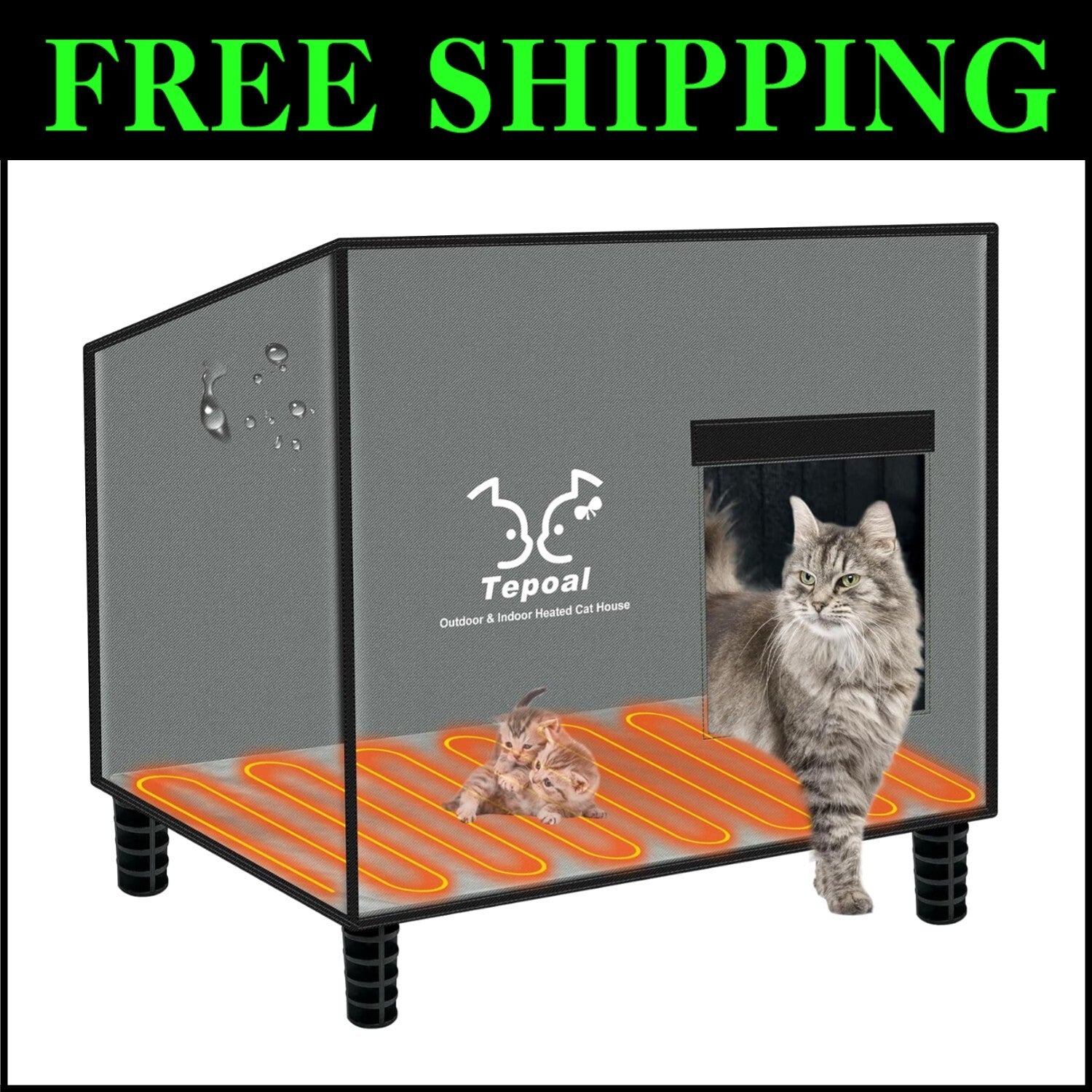 Spacious Insulated Outdoor Cat House - Weatherproof with Heating Comfort 20x16