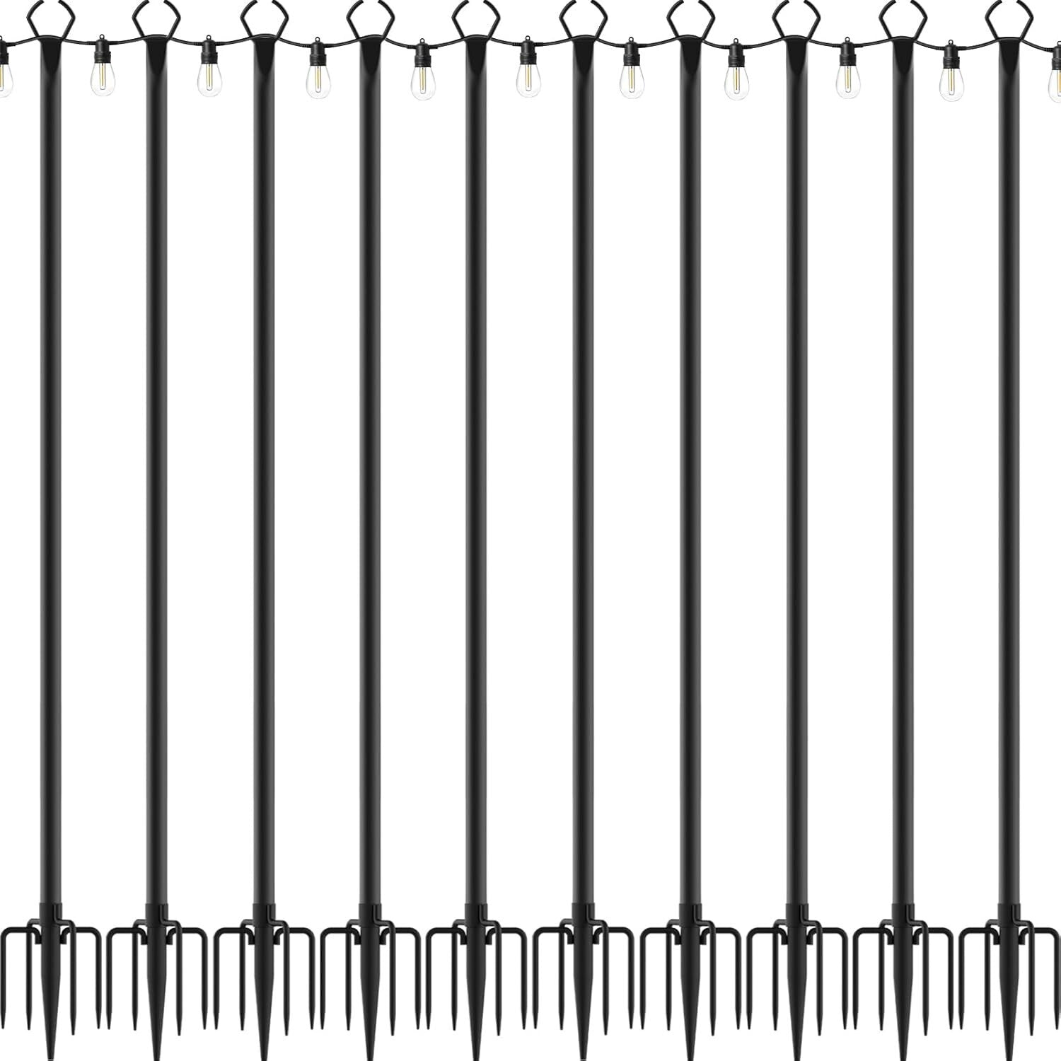 Metal String Light Poles for Outdoor Lighting - Waterproof & All Season Use