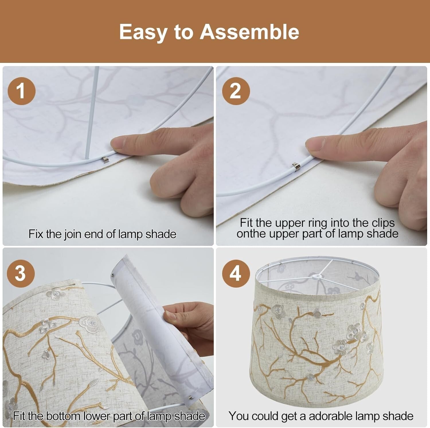 Elegant Lampshades Set of 2 with Floral Design - Ideal for Table & Floor Lamps